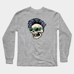 Retro Summer Skull Illustration Long Sleeve T-Shirt